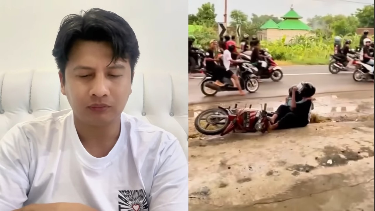 Denny Aprisani memberi tanggapan atas kejadian pengeroyokan sepasang pengendara motor oleh oknum gerombolan pesilat. (Foto: tangkap layar video channel Youtube Denny Wewey for jatimnow.com)