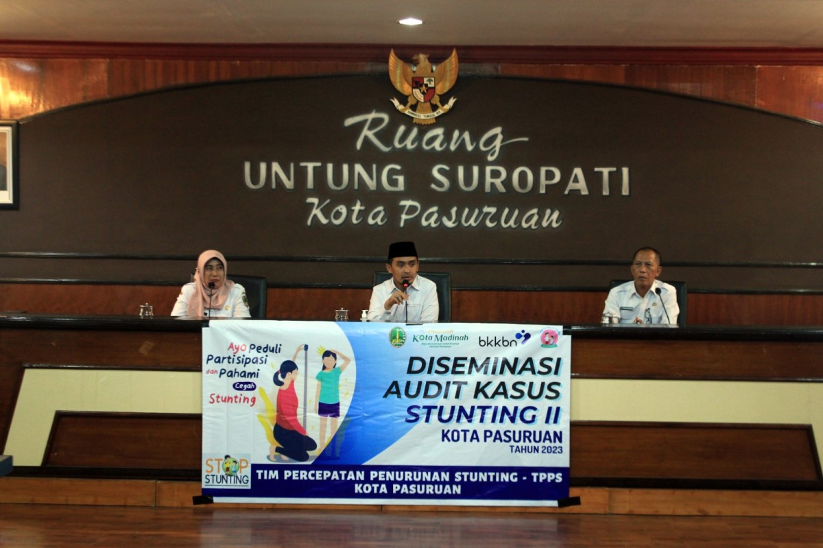 Rapat pembahasan rencana tindak lanjut dan diseminasi audit kasus stunting II tahun 2023.  (Foto: Humas Pemkot Pasuruan)