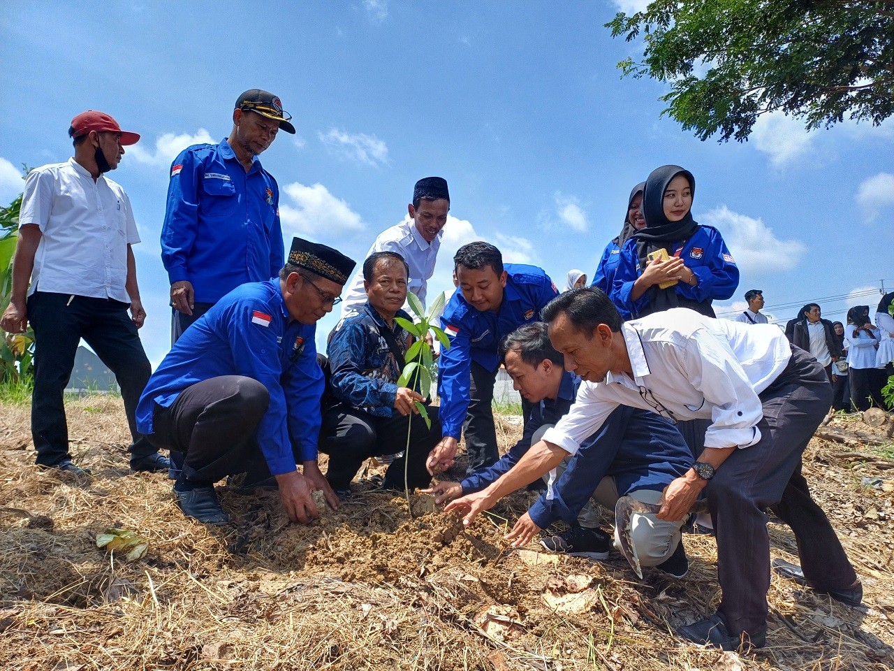 Tradisi tanam pohon demokrasi oleh PPS Desa Tambakrigadung, Tikung, Lamongan. (Foto : Adyad Ammy Iffansah/jatimnow.com)