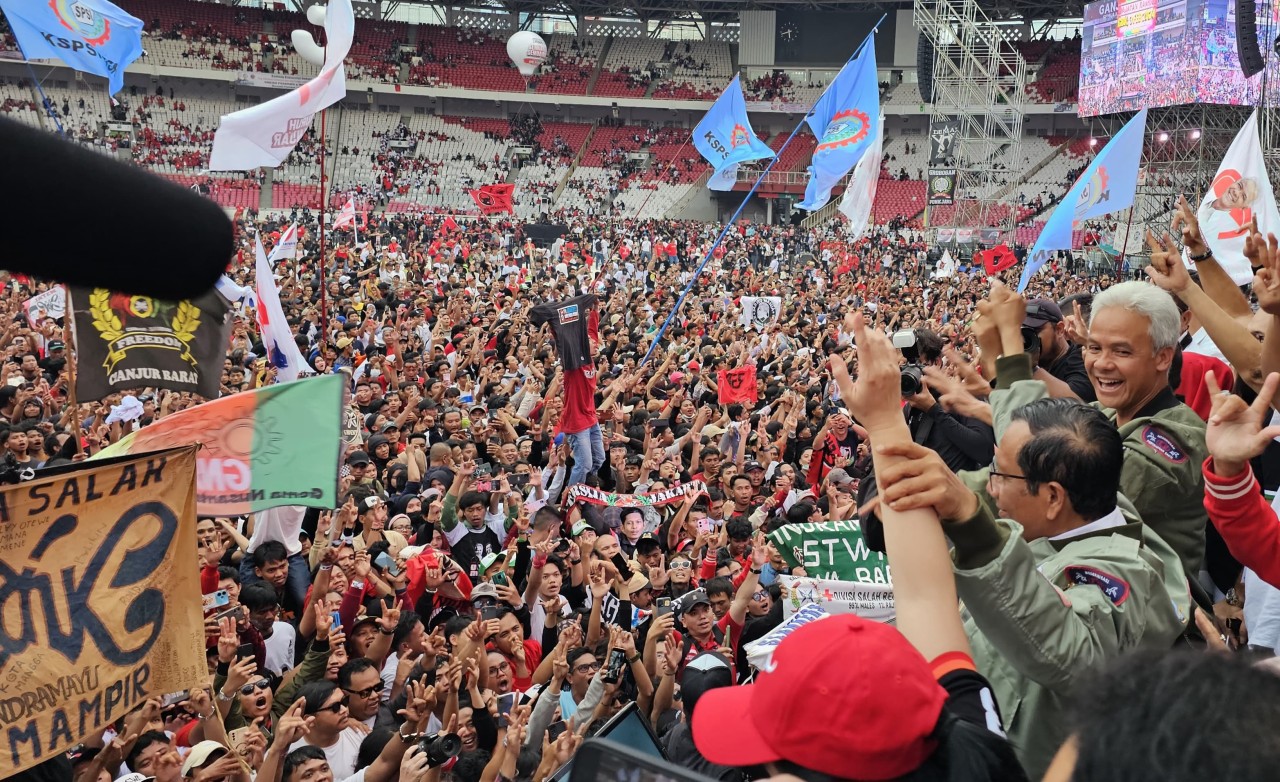 Ganjar-Mahfud saat Hajatan Rakyat di GBK (Foto: Budi for jatimnow.com)