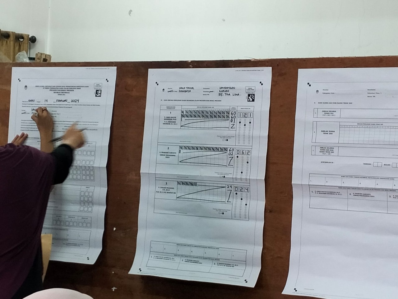 Perhitungan surat suara di TPS Eri Cahyadi mencoblos (Foto: Ni'am Kurniawan/jatimnow.com)