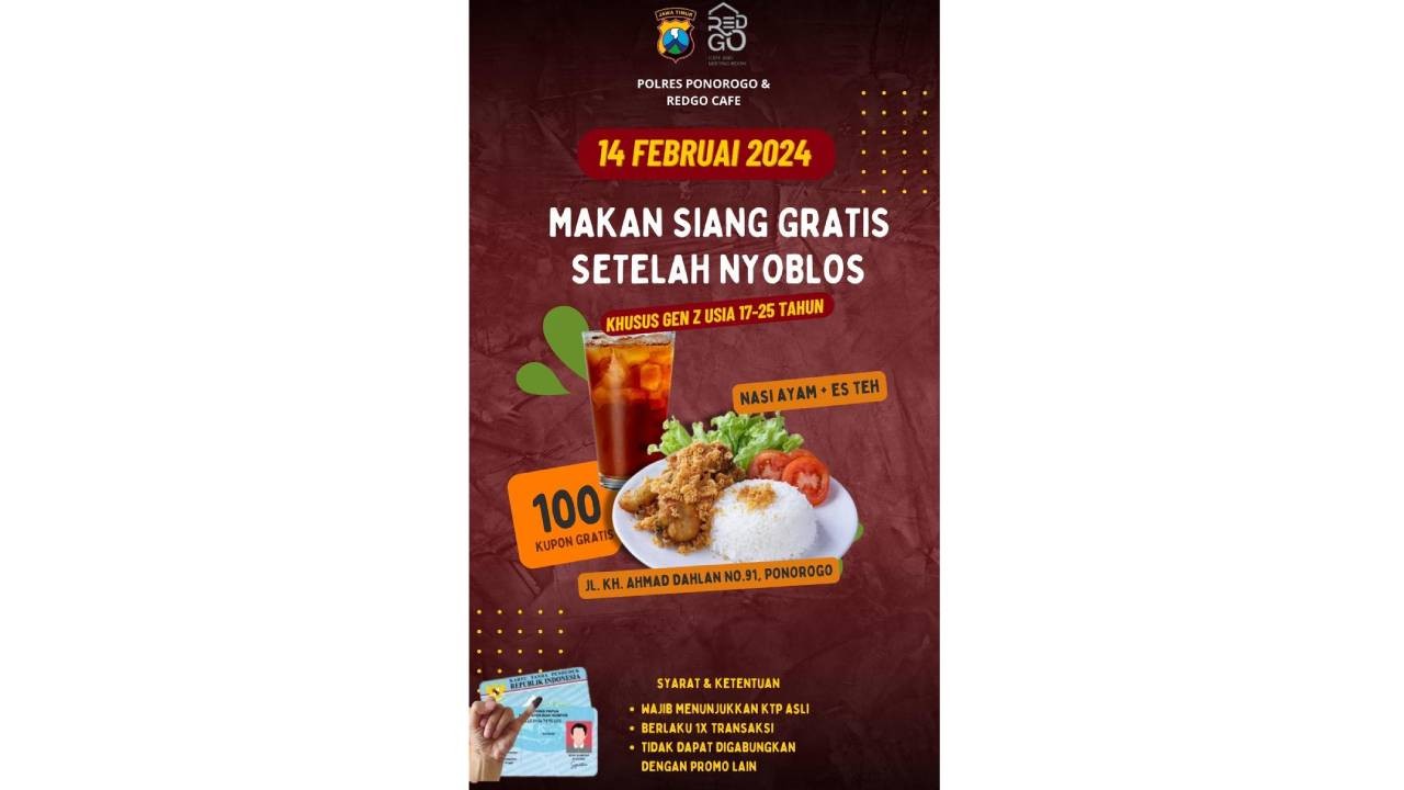 1100 Voucher Makan dan Nge-Gym Tersedia untuk Pemilih Generasi Z di Ponorogo