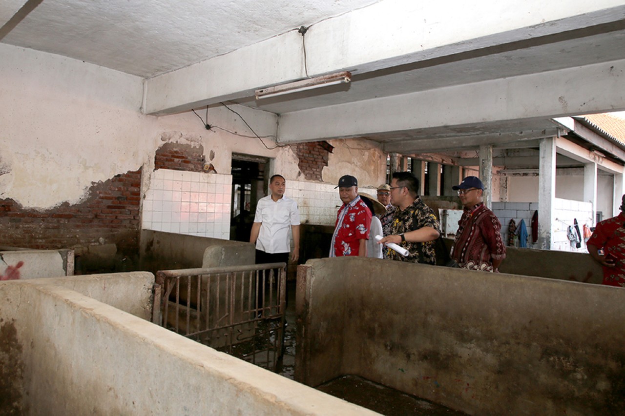 Wali Kota Eri Cahyadi saat melakukan sidak di RPH Pegirian. (Foto: Humas Pemkot Surabaya)
