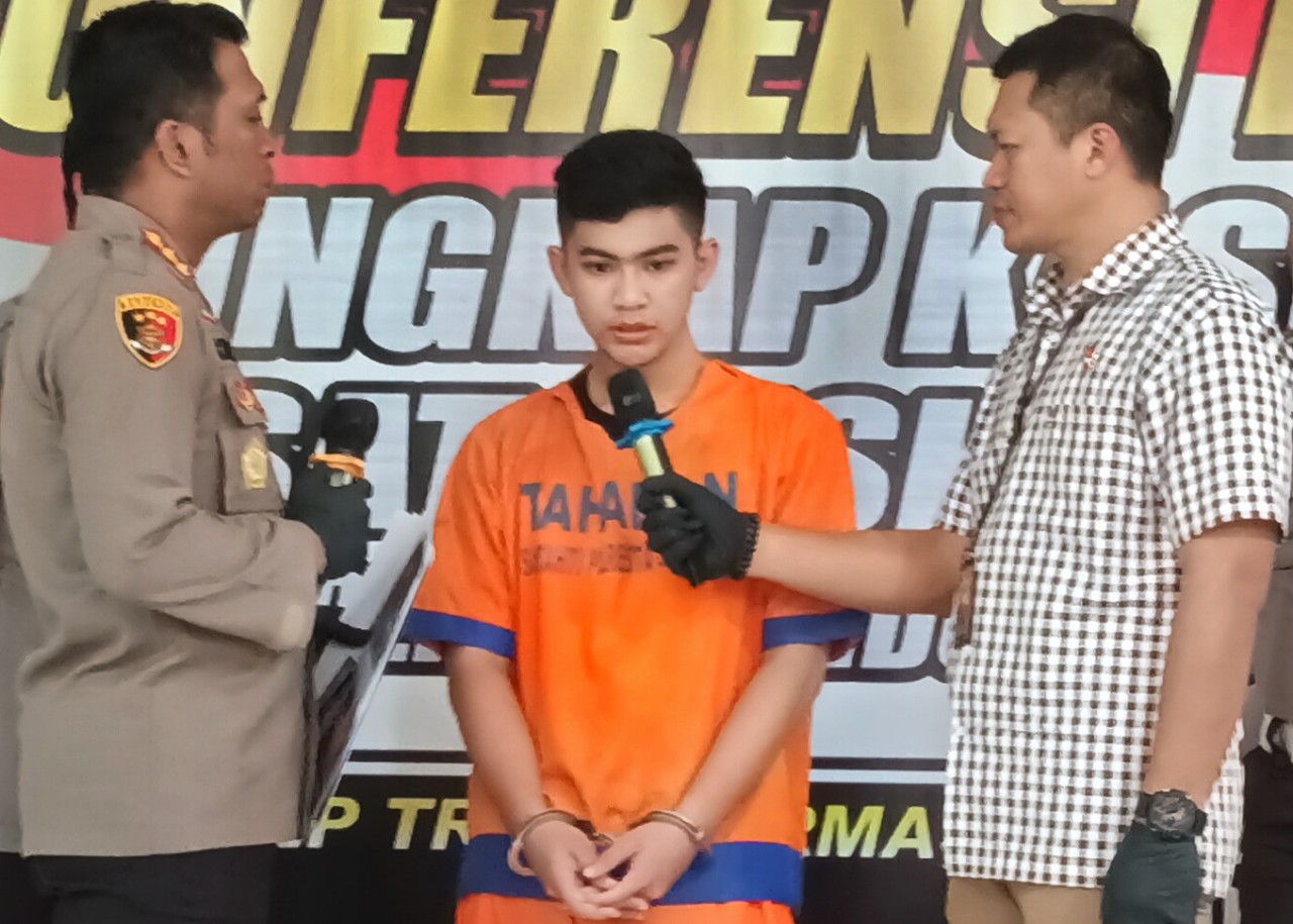 MA (20) tersangka kasus penganiayaan selebram Sidoarjo. (Foto: Ahaddiini HM/Jatimnow.com