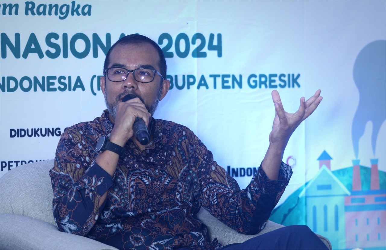 VP Government Relation and Smelter Technical Support Harry Pancasakti dalam workshop bertajuk “Industri Hijau, dari Gresik untuk Indonesia” yang diadakan Persatuan Wartawan Indonesia (PWI) Gresik dalam rangka Hari Pers Nasional (HPN) 2024 di Jakarta. (Fot