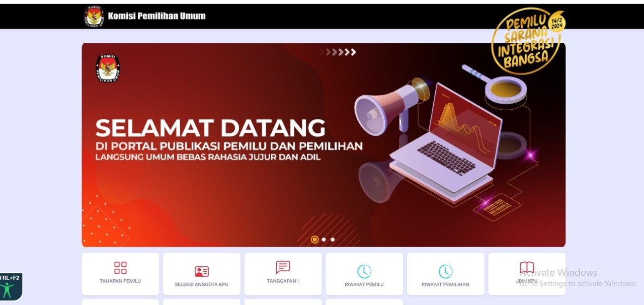 Website KPU RI. (tangkapan layar)