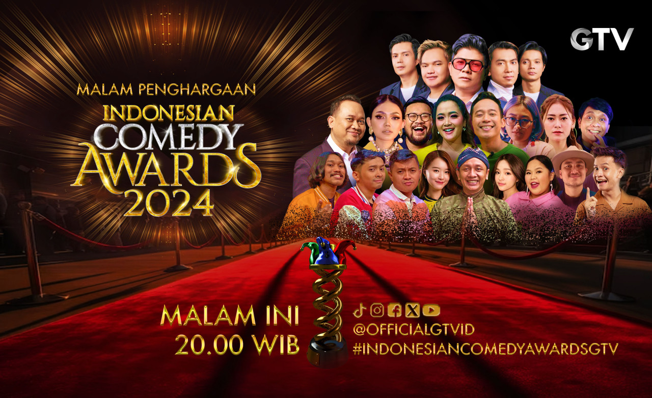Malam puncak Indonesian Comedy Awards 2024, 8 Maret 2024 pukul 20.00 WIB.