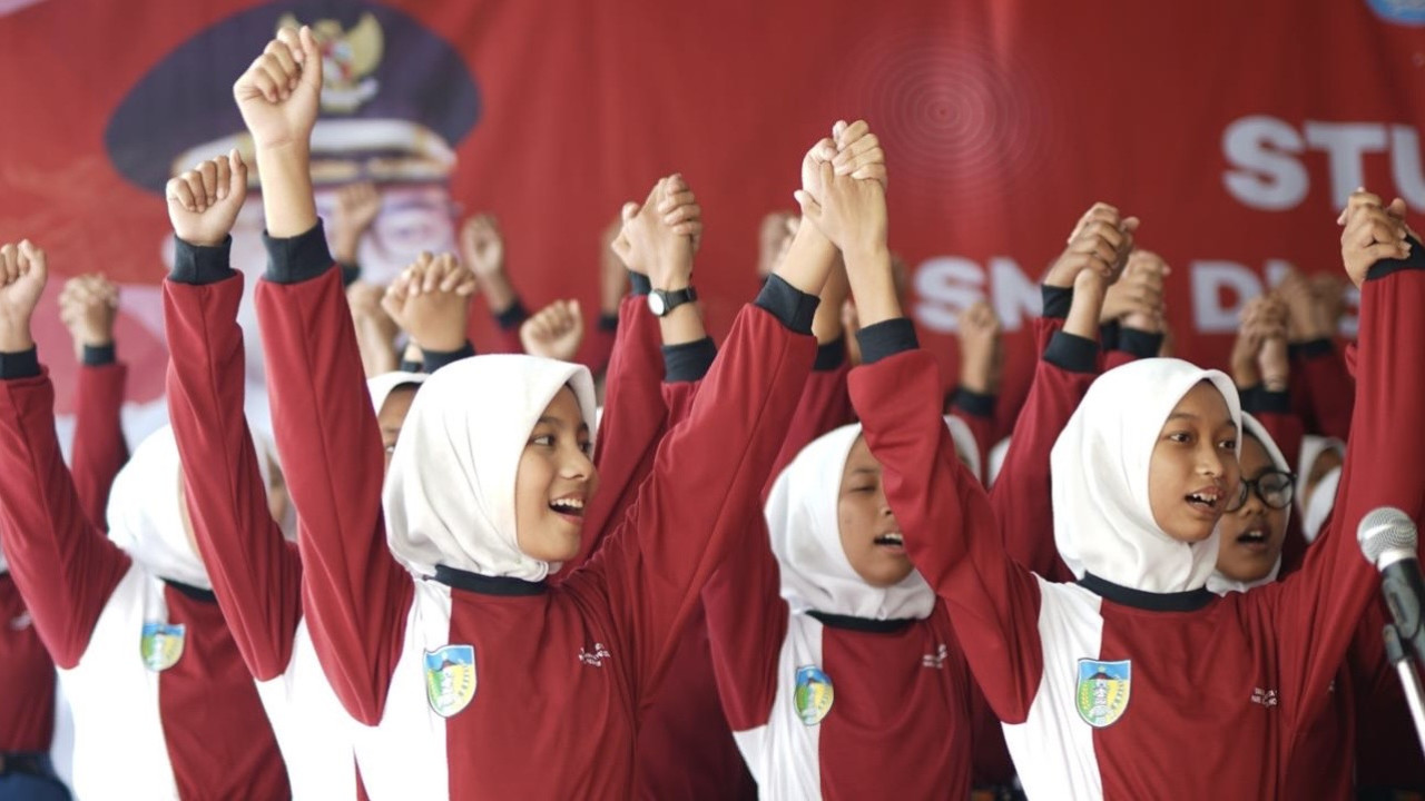 Siswa SMA Dharma Wanita 1 Pare Boarding School. (Foto: Pemkab Kediri/jatimnow.com)