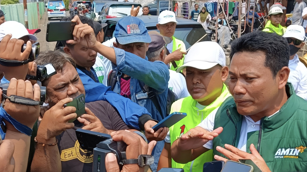 Ketua DPC PKB Sidoarjo, Subandi saat di depan awak media. (Foto: Dokumentasi Ahaddiini HM/Jatimnow.com)