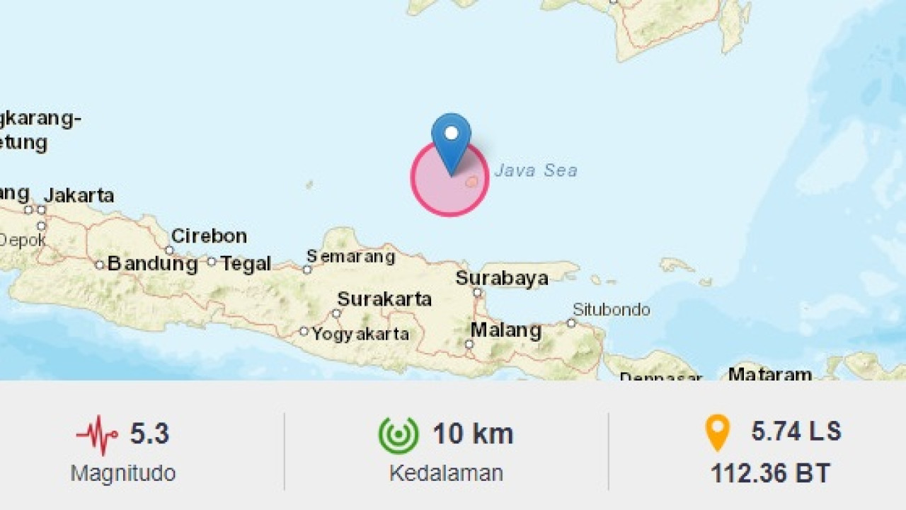 Titik gempa susulan di Perairan Tuban. (Foto: BMKG)