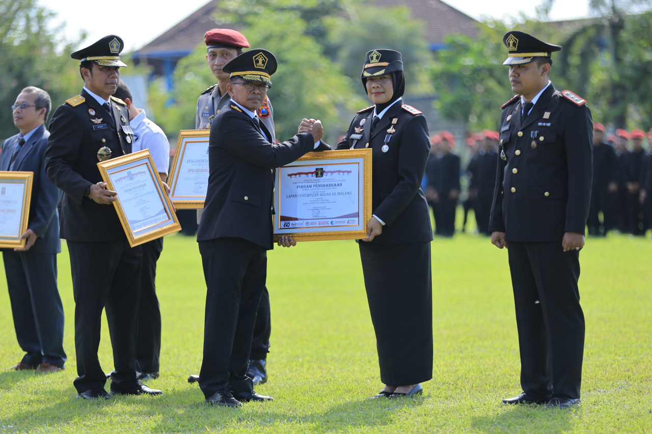 Upacara Peringatan Hari Bakti Pemasyarakatan ke-60 Kanwil Kemenkumham Jatim. (Foto: Humas Kemenkumham Jatim/jatimnow.com)