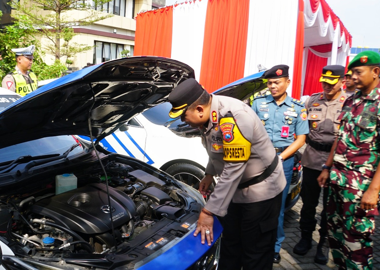 Apel Gelar Pasukan Operasi Ketupat Semeru 2024 yang berlangsung di halaman Polresta Sidoarjo. (Foto: Ahaddiini HM/jatimnow.com)