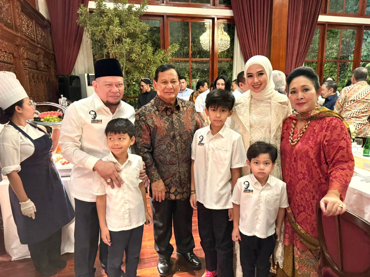 La Nyalla saat menghadiri open house di kediaman Prabowo Subiantoro. (Foto: Din for jatimnow.com)
