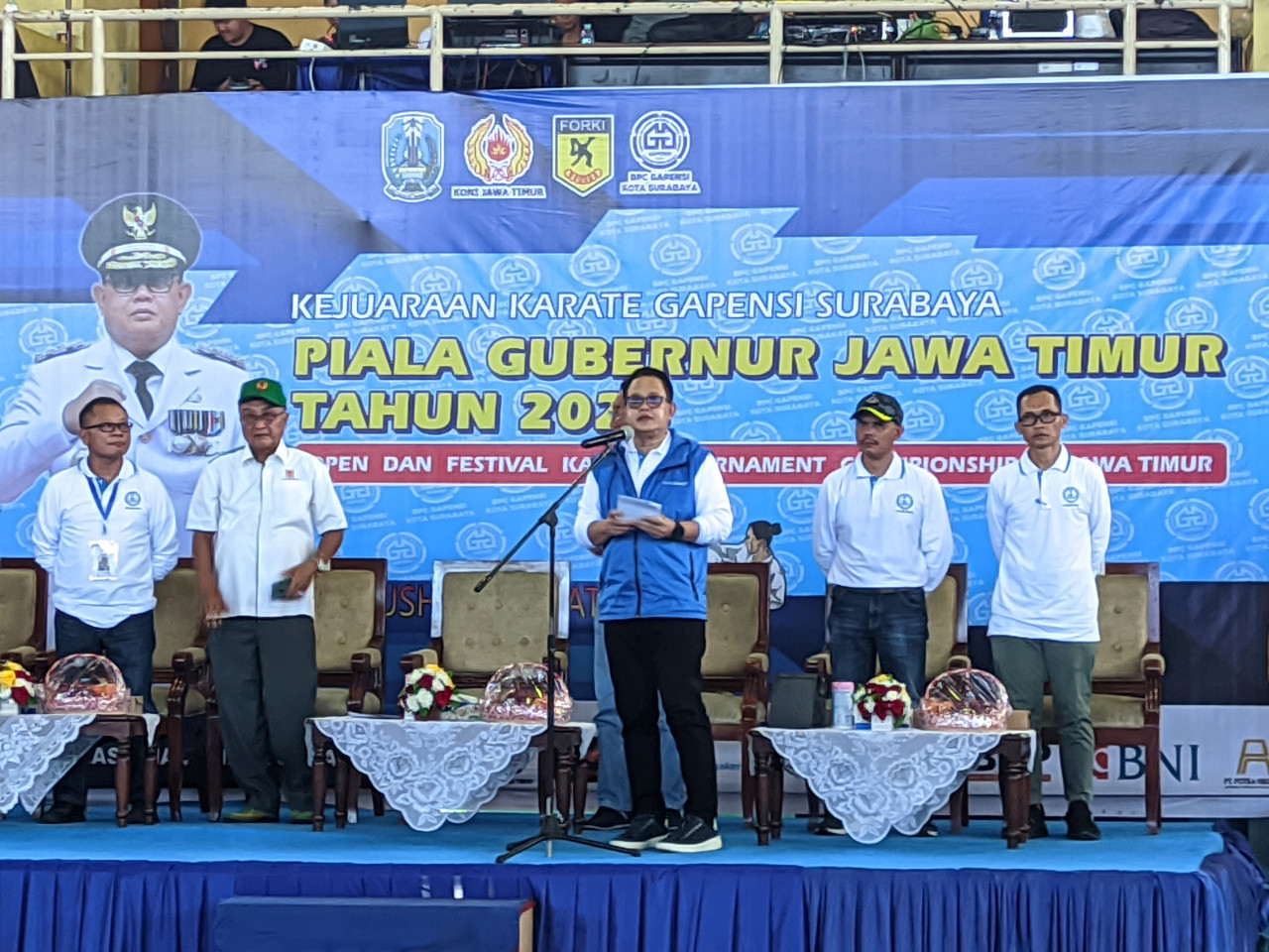 Pj Gubernur Jatim Adhy Karyono saat pembukaan Kejuaraan Open dan Festival Karate Tournament Championship Jatim. (Foto-foto: Haikal/jatimnow.com)