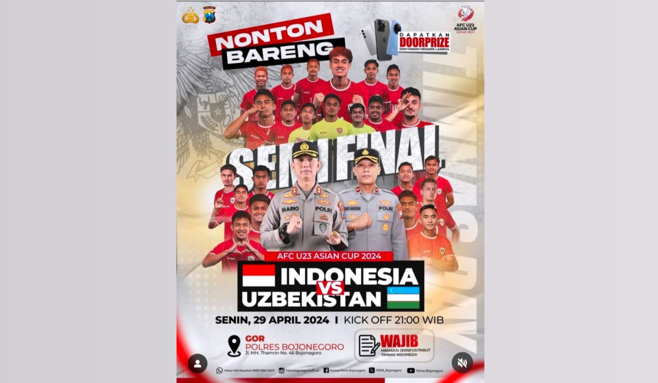 Gelaran nobar Semi Final AFC Asian Cup 2024. (Foto: tangkapan layar media sosial for jatimnow.com)