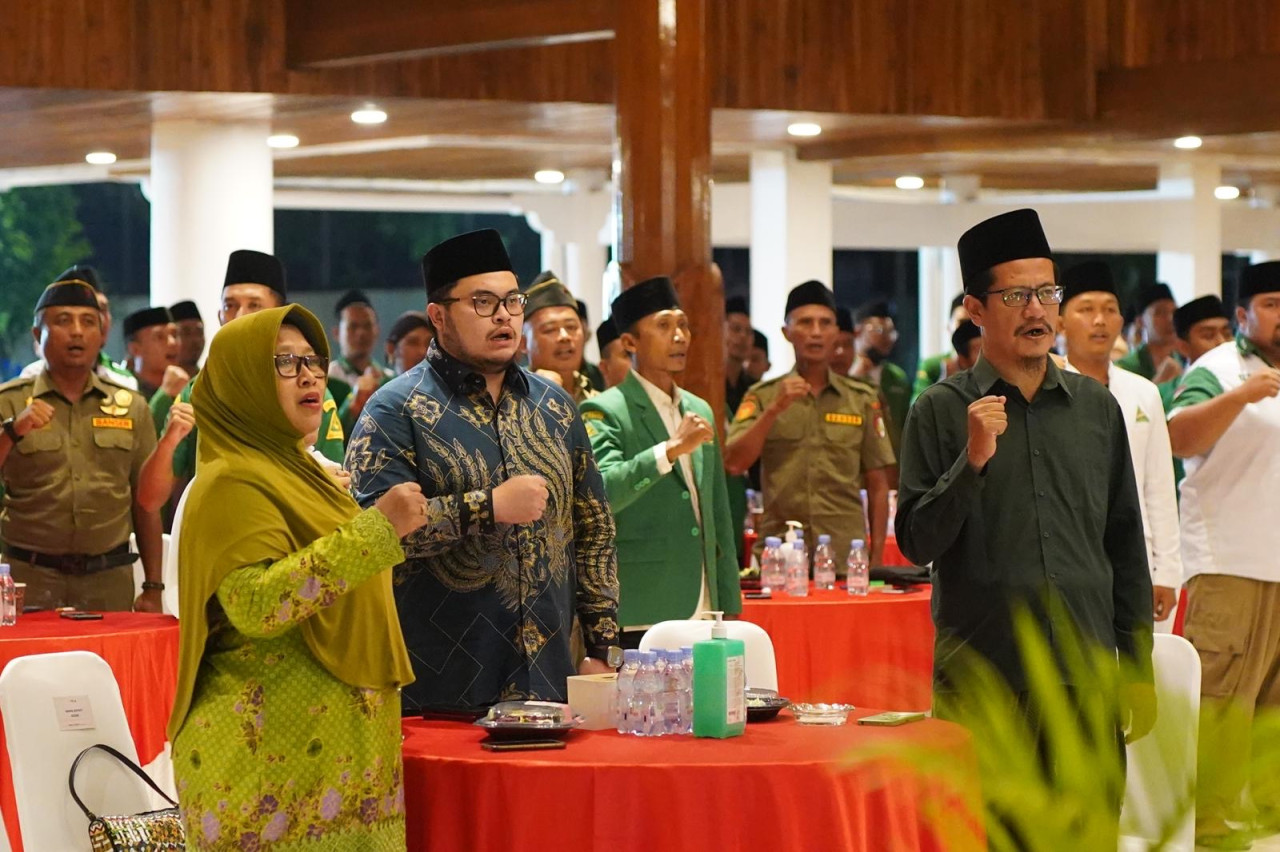 Mas Dhito saat hadir dalam acara Harlah Ansor ke-90 di Kediri. (Foto: Pemkab Kediri/jatimnow.com)