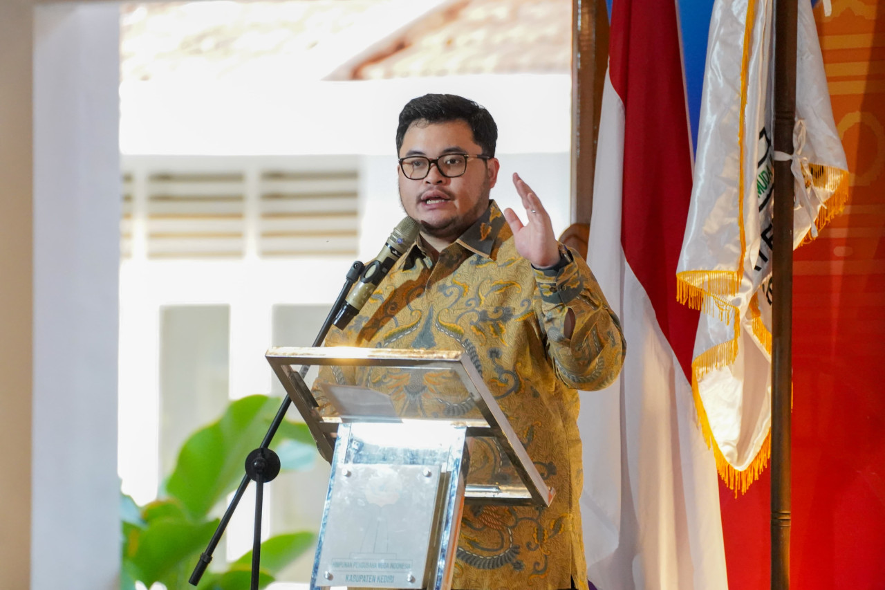 Mas Dhito saat pelantikan BPC HIPMI Kabupaten Kediri. (Foto: Humas Pemkab Kediri/jatimnow.com)