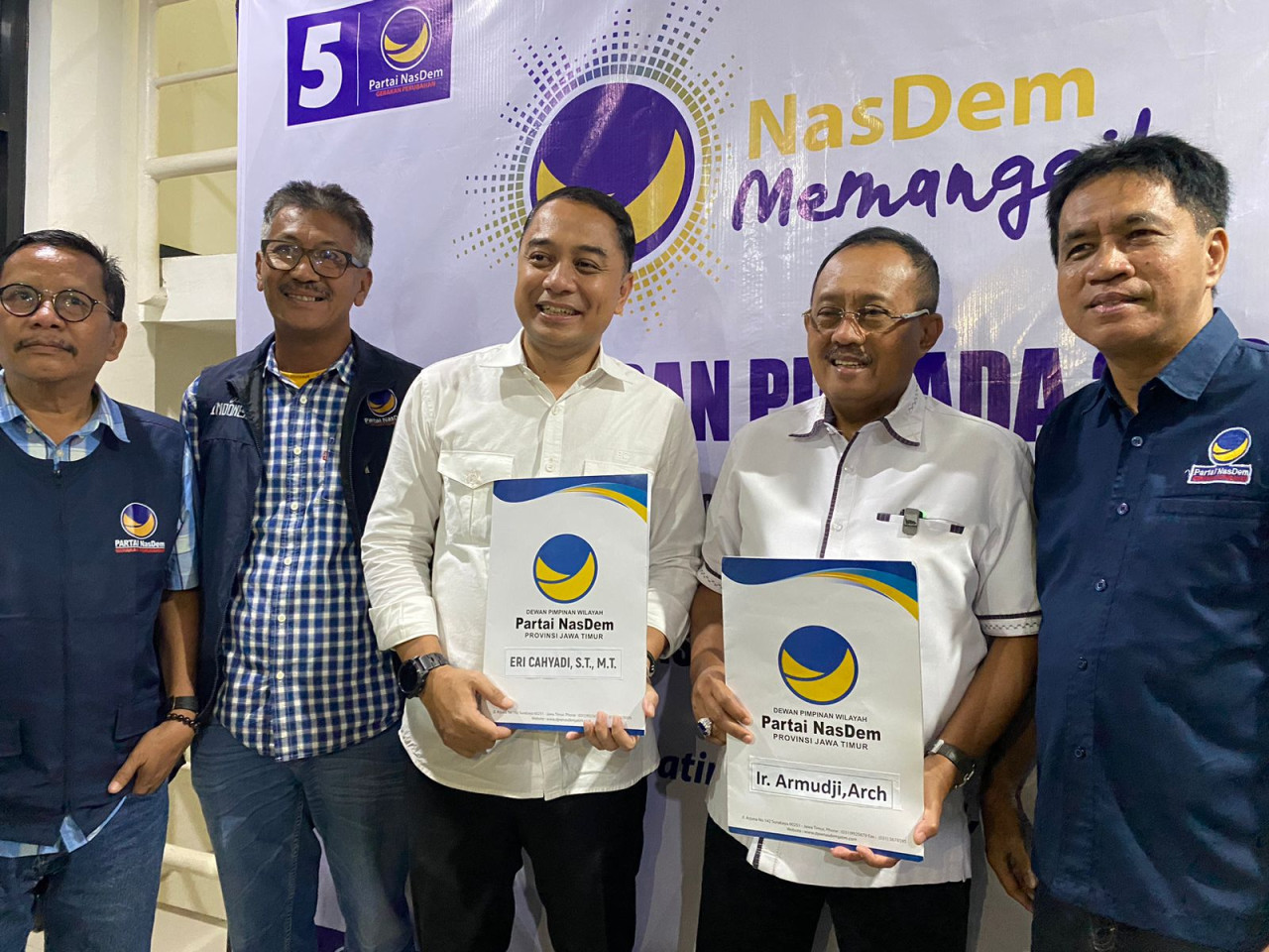 Eri-Armuji Berburu Rekom Pilwali Surabaya ke NasDem Jatim