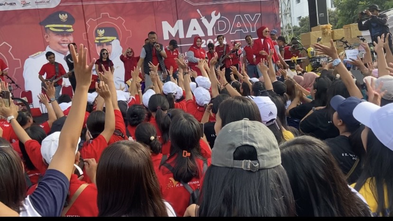 Perayaan Hari Buruh di Alun-Alun Ponorogo. (Foto: Ahmad Fauzani/jatimnow.com(