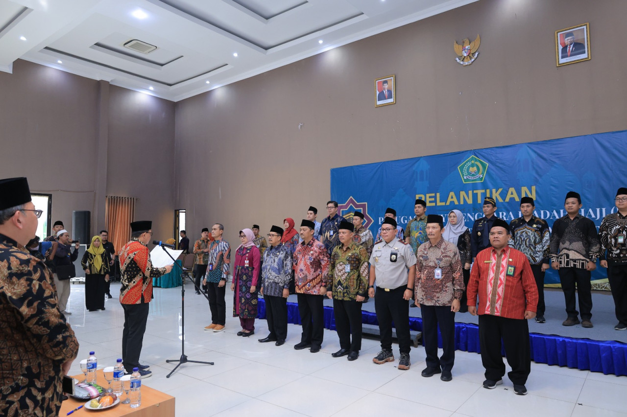 Pelantikan Petugas Penyelenggara Ibadah Haji (PPIH) Embarkasi/ Debarkasi Surabaya. (Foto: Humas Kemenkumham Jatim for jatimnow.com)