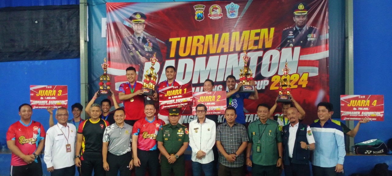 Polresta Malang Kota selesai mengadakan turnamen bulu tangkis Kapolresta Malang Kota Cup 2024 pada Rabu (29/5/2024).