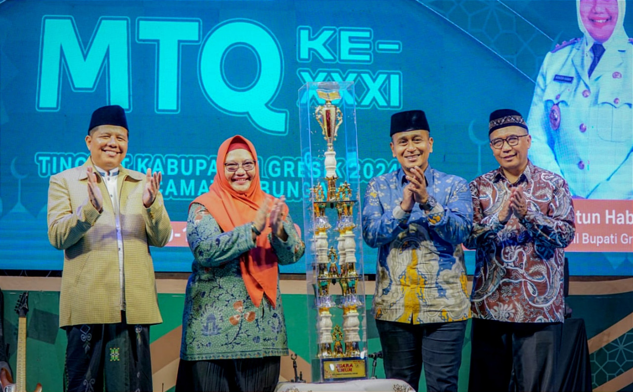 Wakil Bupati Gresik Aminatun Habibah di acara penutupan MTQ XXXI tingkat Kabupaten Gresik, Minggu (12/5/2024)