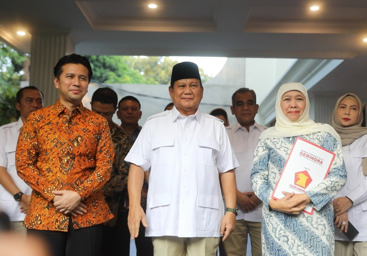 Prabowo usai pertemuan dengan Khofifah-Emil di kediamannya di Jakarta. (Foto: Tim Prabowo Subianto)