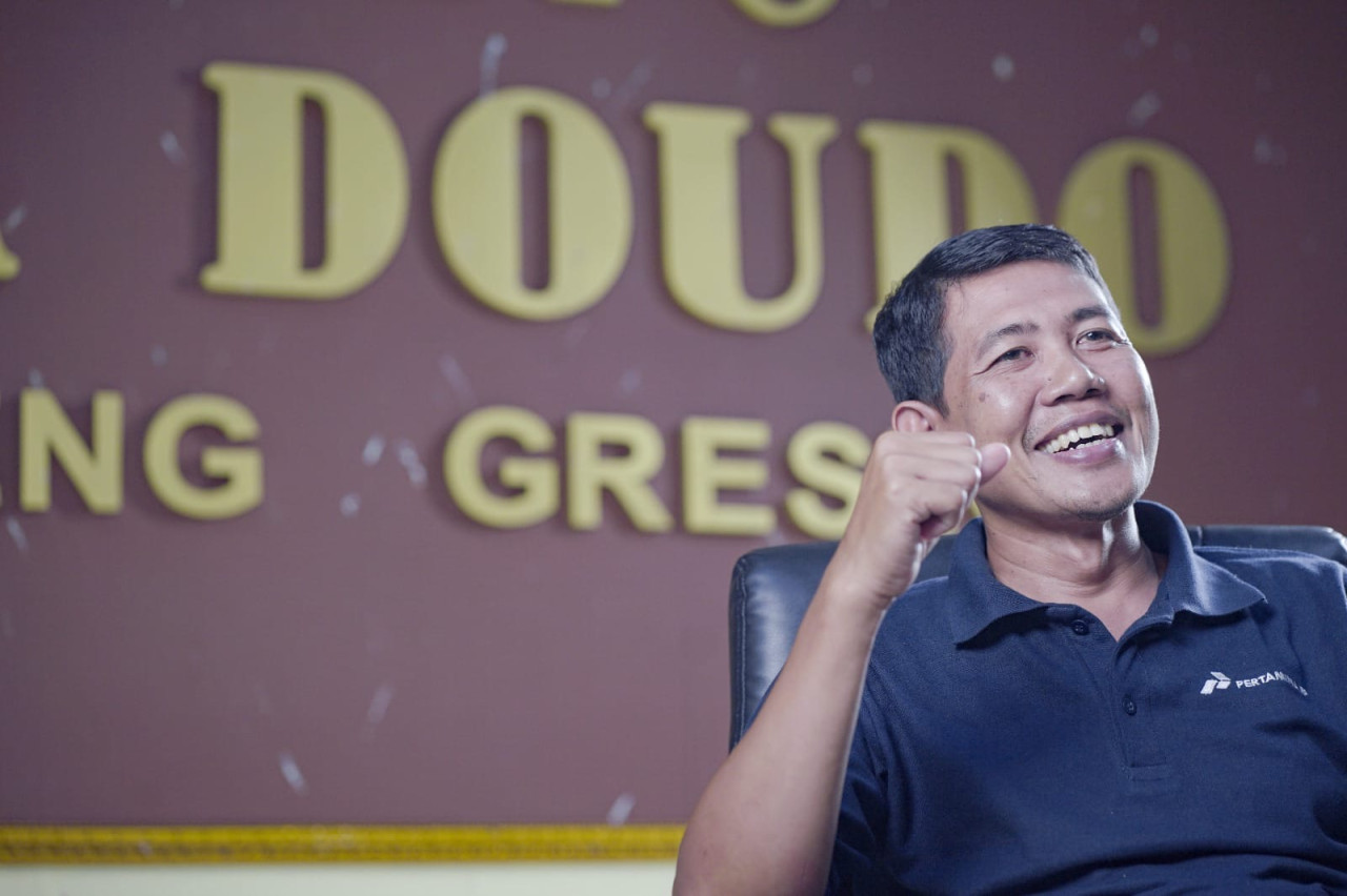 Potret Kepala Desa Doudo, Sutomo. (Foto-foto: Sutomo dan Pertamina EP for jatimnow.com)