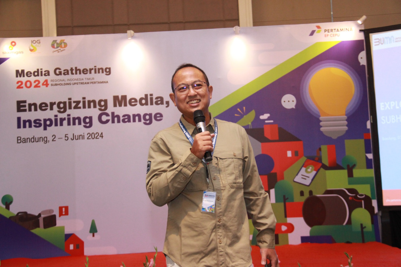 Corporate Secretary PHE, Arya Dwi Paramita dalam Media Gathering Pertamina EP Cepu di Bandung (Foto: Misbahul Munir/jatimnow.com)