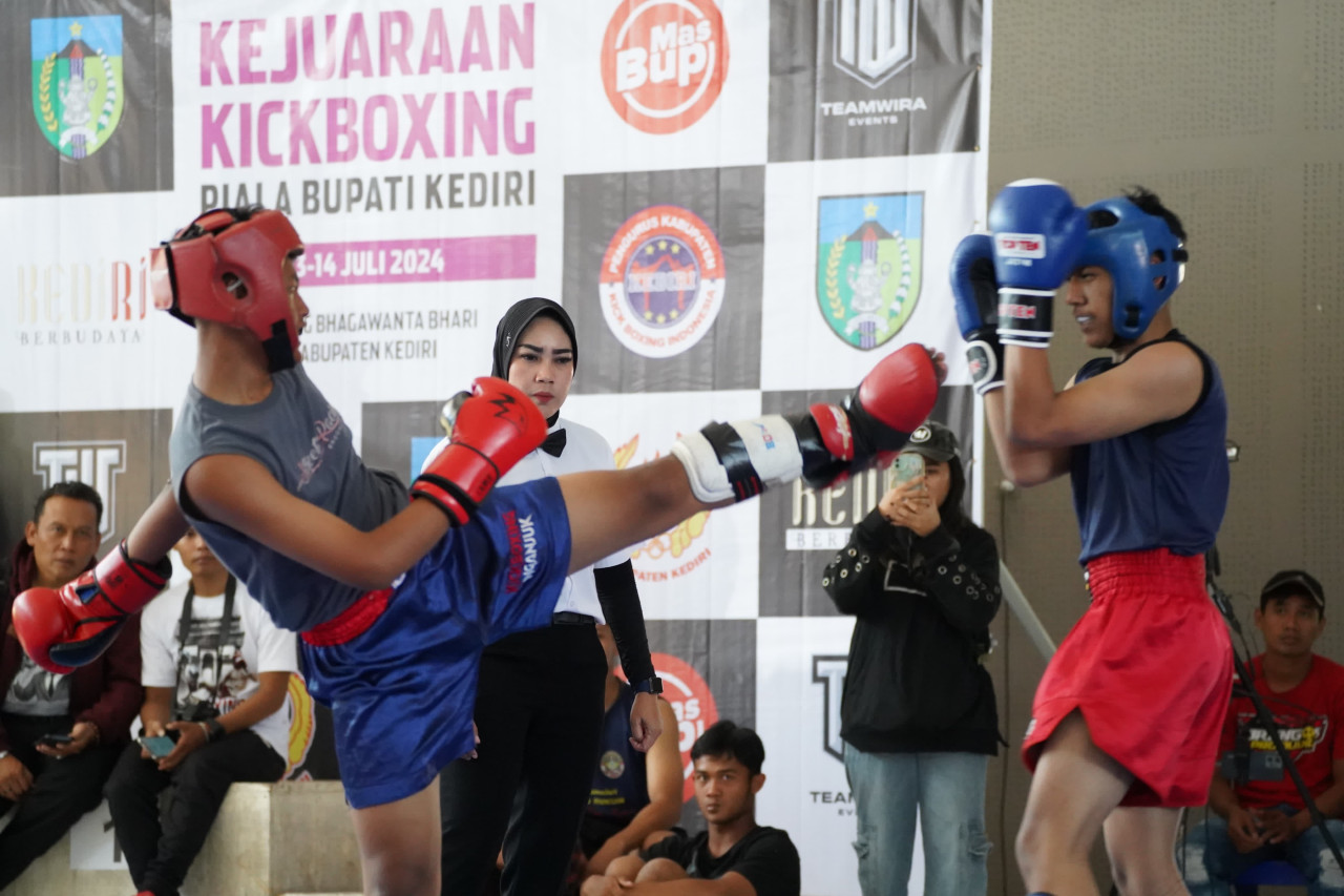 Kejuaraan Kickboxing Piala Bupati Kediri 2024. (Foto: Pemkab Kediri/jatimnow.com)