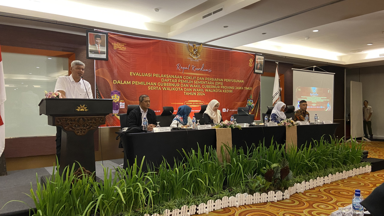 Rapat koordinasi evaluasi KPU Kota Kediri. (Foto: Yanuar Dedy/jatimnow.com)