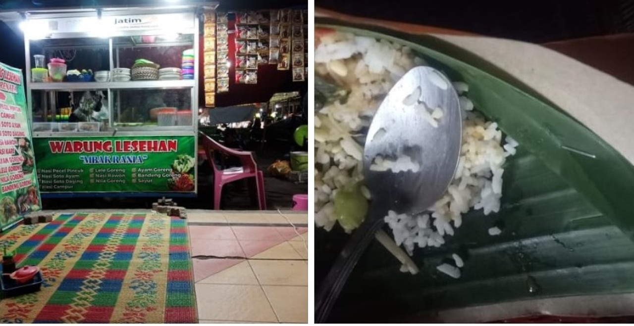 Penjual makanan di Alun-Alun Ponorogo yang dinilai mematok harga sangat mahal untuk dagangan makanannya. (Tangkapan layar akun Facebook @saka olshoop .for jatimnow.com)