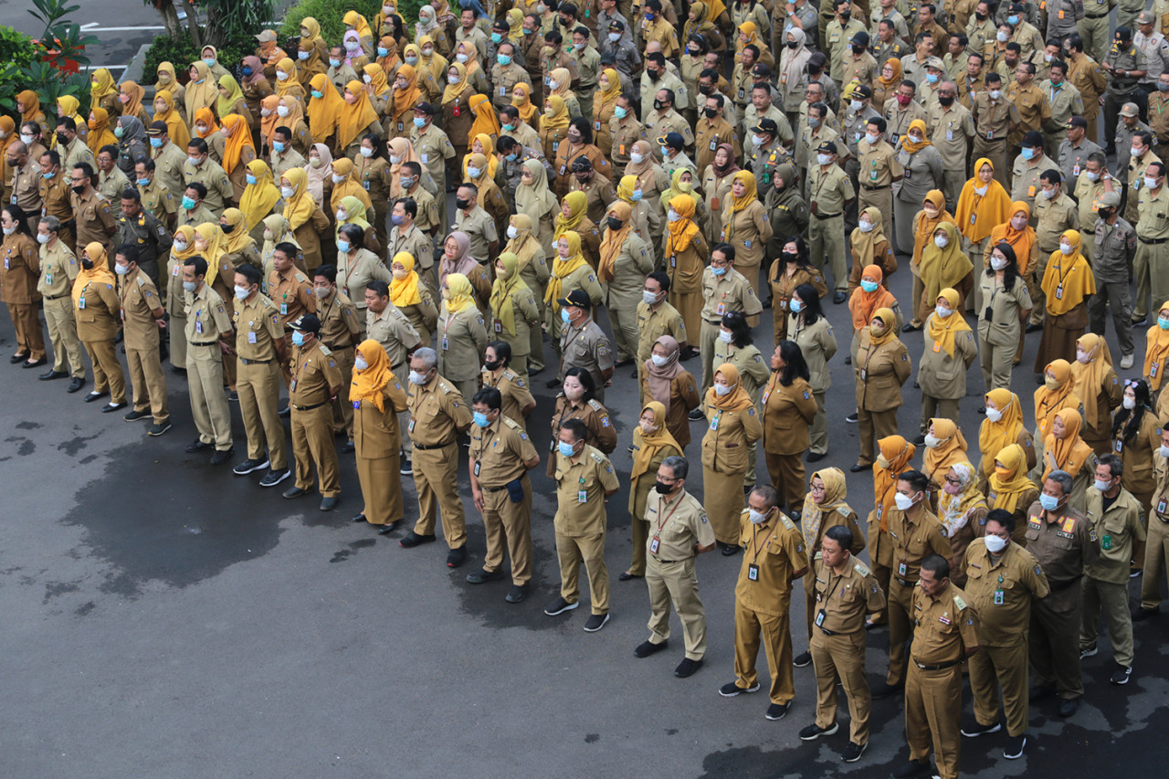 Ilustrasi. PNS saat apel pagi di Balai Kota Surabaya. (Foto: dok.jatimnow.com)