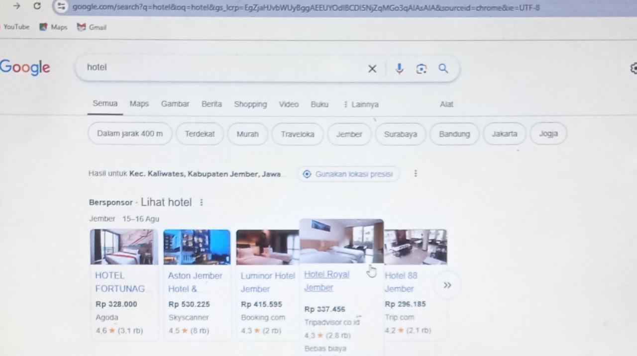 Akun beberapa hotel di Jember diserang hacker. (Foto: Sugianto/jatimnow.xom)