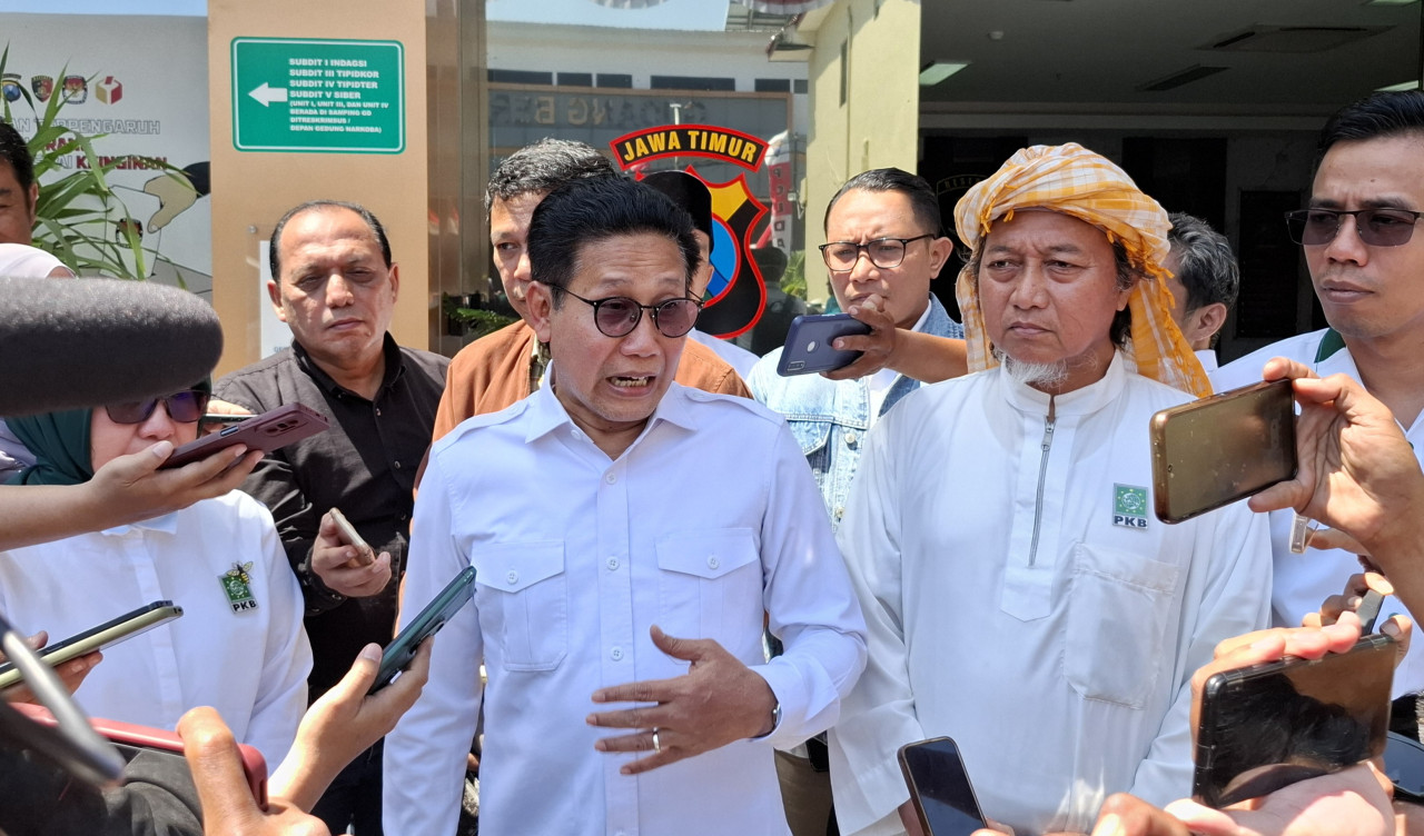 Ketua DPW PKB Jaim Halim Iskandar saat ditemui di Polda Jatim (foto: Ni'am Kurniawan/jatimnow.com)