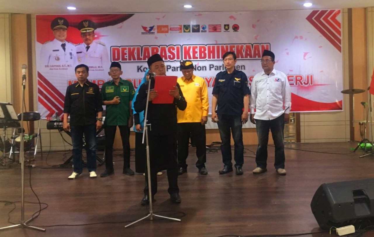 Partai Non-Parlemen Deklarasi Dukung Eri Cahyadi-Armuji di Pilwali Surabaya 2024