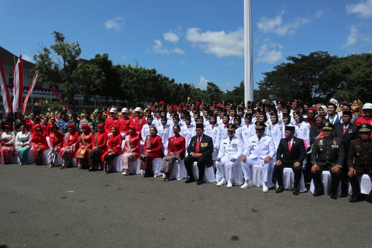 SBY mengikuti upacara Kemerdekaan di Pacitan. (Foto: Ahmad Fauzani/jatimnow.com)