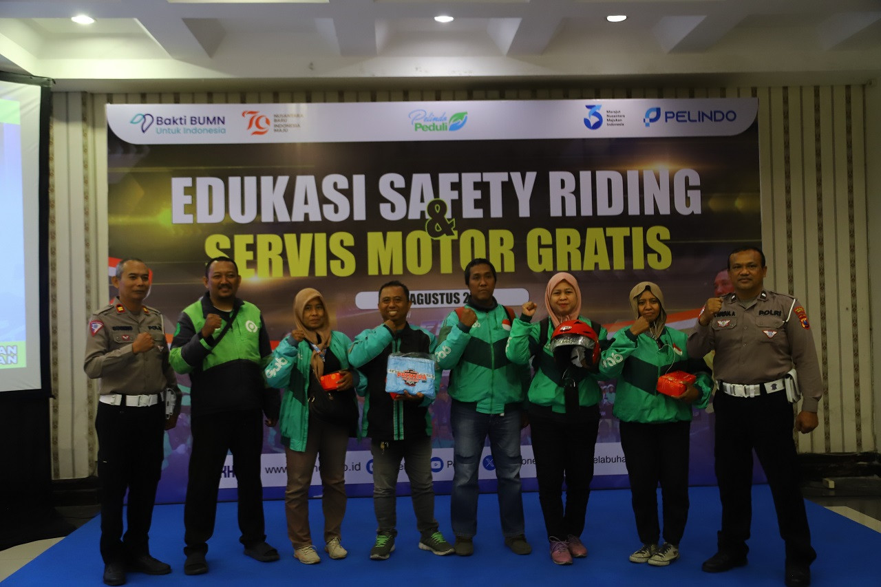 Kegiatan Sosialisasi Safety Riding digelar Pelindo Regional 3 untuk Ojol. (Foto: Humas Pelindo Regional 3 for jatimnow.com)
