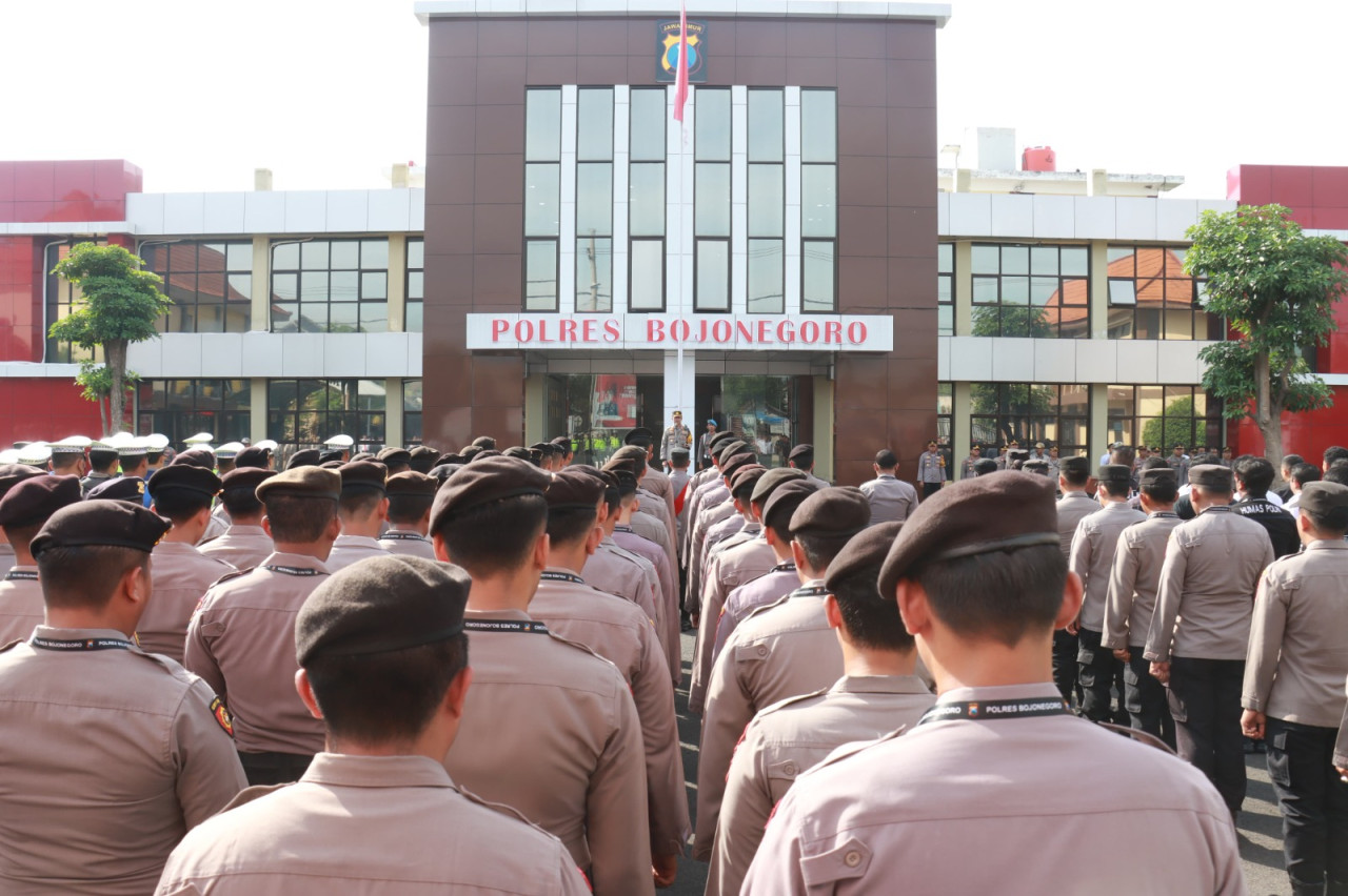 Suasana apel pagi di Mapolres Bojonegoro. (Foto: Humas Polres Bojonegoro)