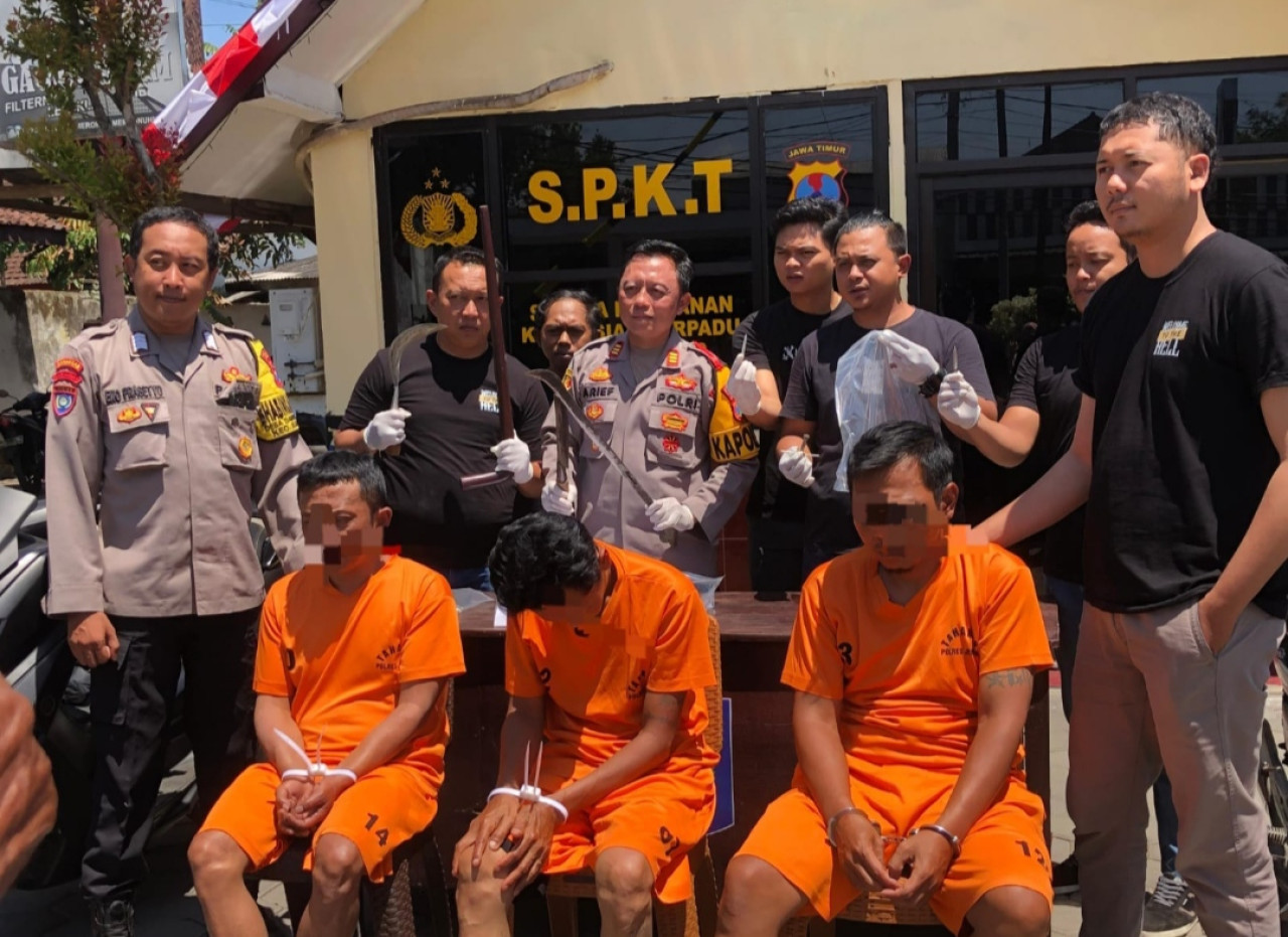 3 tersangka perampokan diamankan polisi (Foto: Humas Polres Jember for jatimnow.com)