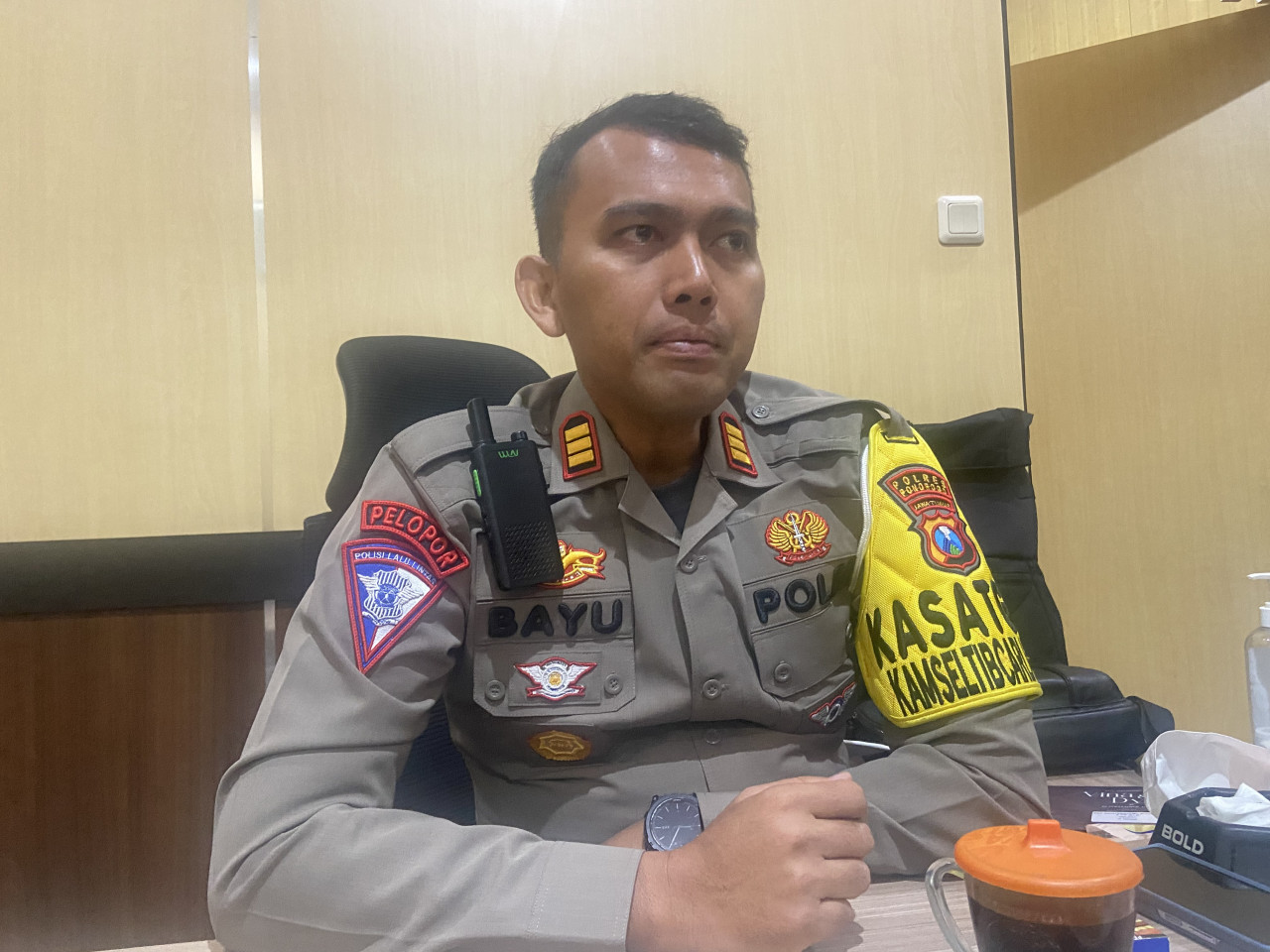 Kasatlantas Polres Ponorogo AKP Bayu Pratama Sudirno memberikan keterangan terkait tindakan tegas bagi pelaku balap liar (Foto: Ahmad Fauzani/jatimnow.com).