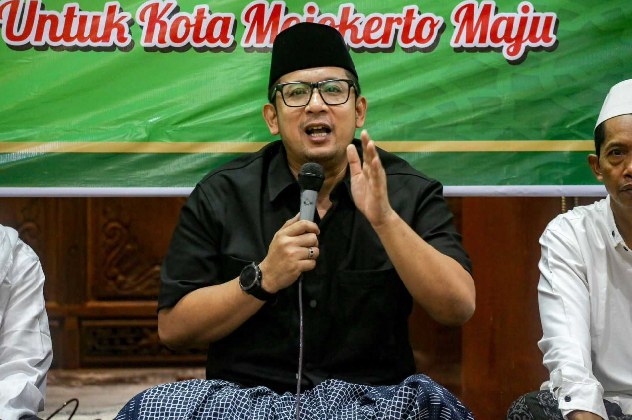 Pj Wali Kota Mojokerto, Moh Ali Kuncoro, saat memberikan pesan-pesan ke warga Kota Mojokerto . (Foto: Humas Pemkot Mojokerto for jatimnow.com)