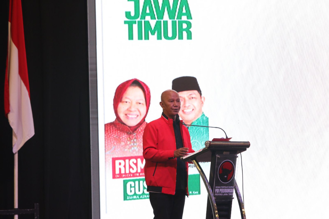 Said Abdullah berpidati depan ribuan kader PDIP saat Rakerdasus di Hotel Vasa Surabaya (Foto: Ni'am Kurniawan/jatimnow.com)