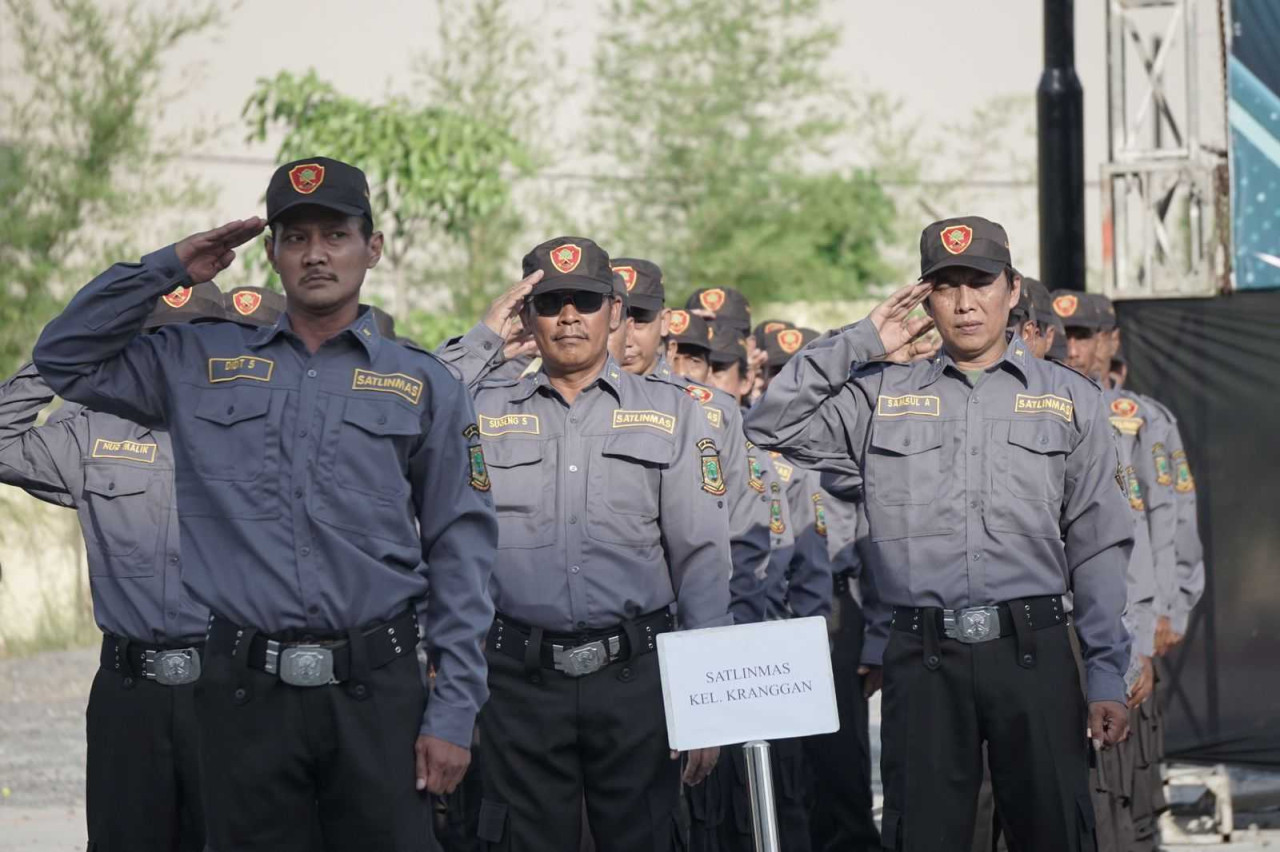 Satlinmas Kota Mojokerto. (Foto: Humas Pemkab Mojokerto for jatimnow.com)