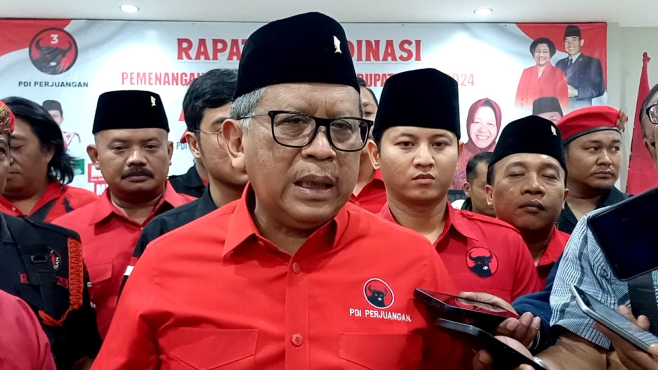 Sekjen DPP PDIP Hasto Kristiyanto saat berada di Treggalek. (Foto: Bramanta Pamungkas/jatimnow.com)