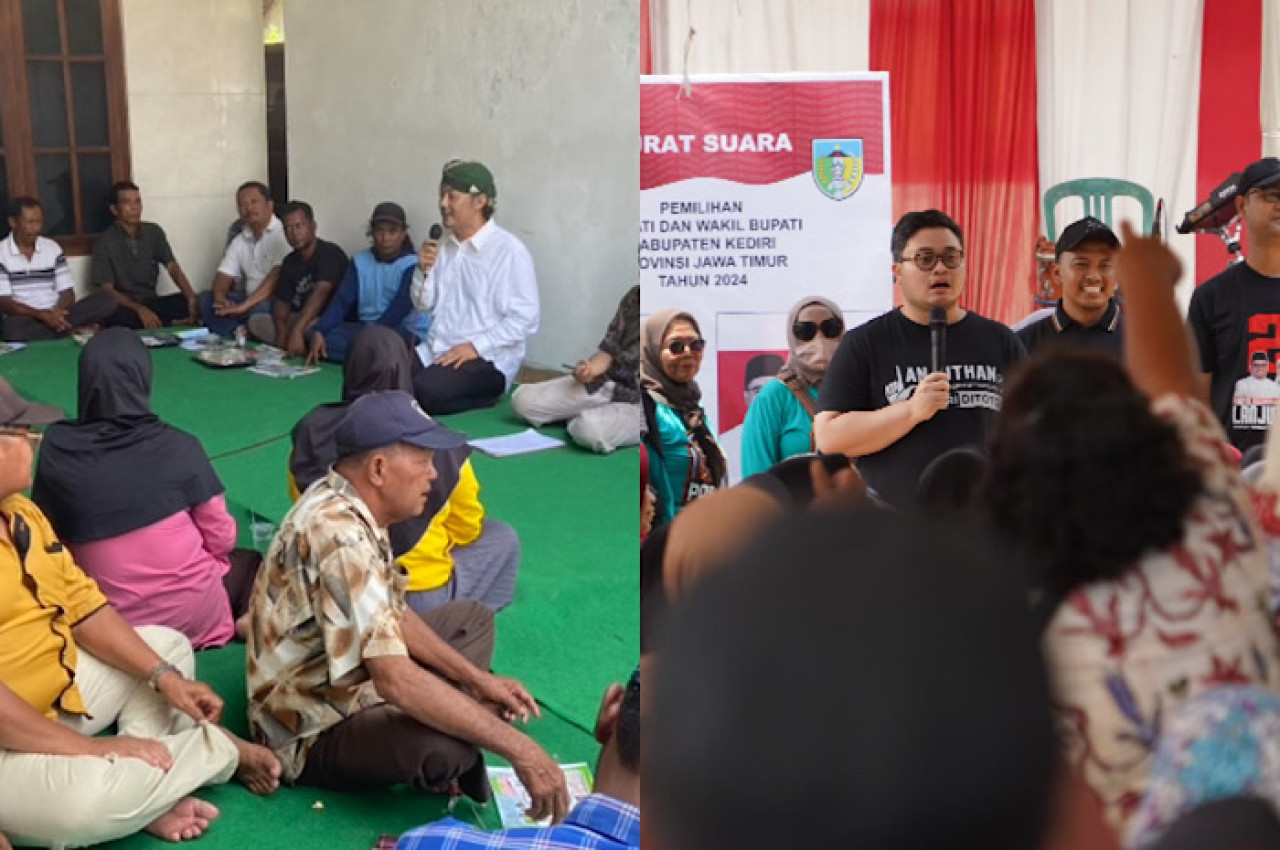 Kolase kampanye Deny dan Dhito. (Foto: Yanuar Dedy/jatimnow.com)