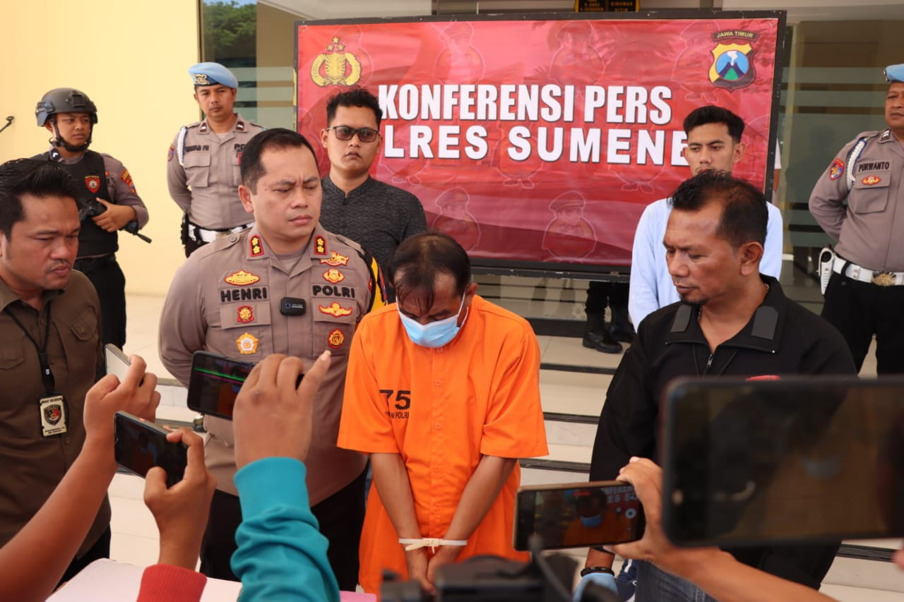 Pelaku KDRT terhadap istinya, hingga meninggal dunia. (Foto: Polres Sumenep for jatimnow.com)