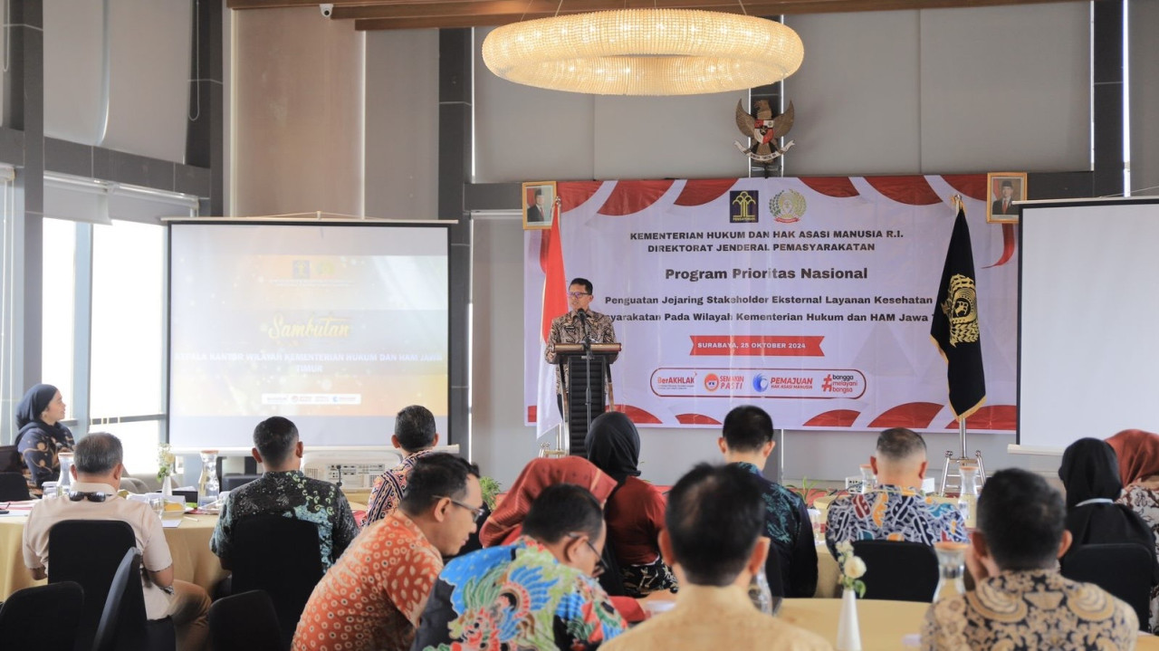 Penguatan Jejaring Penyelenggaraan Layanan Kesehatan Pemasyarakatan di Hotel Novotel Samator Surabaya. (Foto: Humas Kemenkumham Jatim/jatimnow.com)