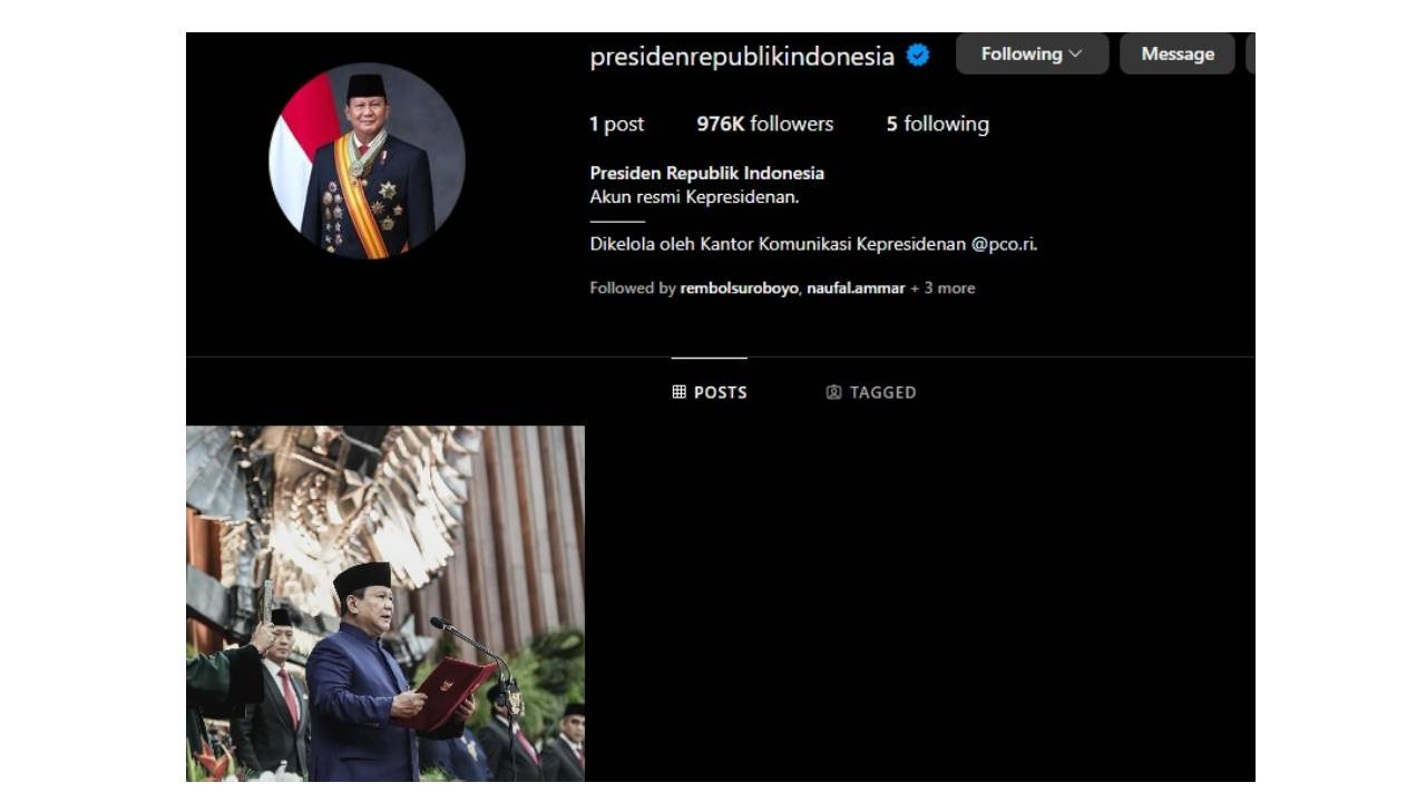 akun Instagram kepresidenan RI. (Foto: tangkapan layar akun IG @@presidenrepublikindonesia for jatimnow.com)