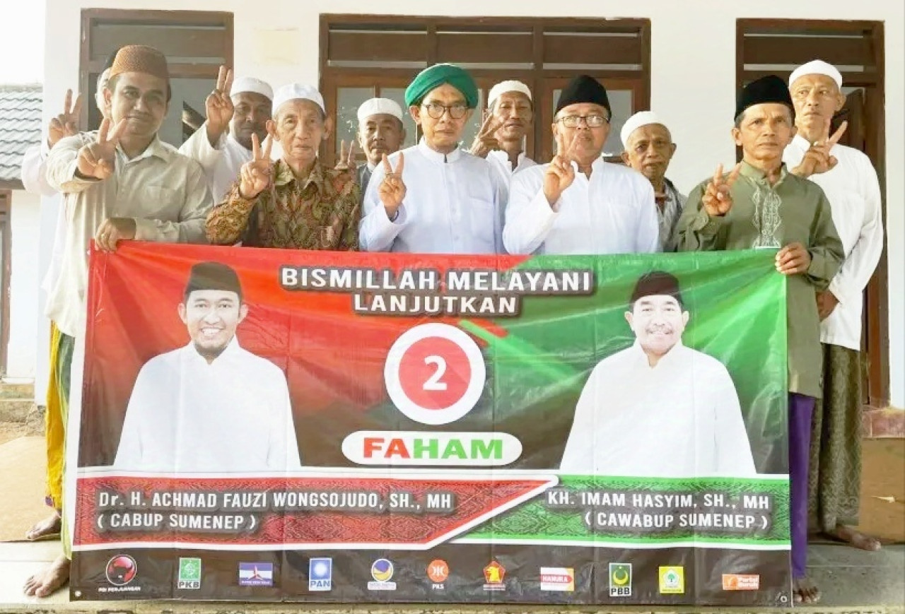 Dukungan sejumlah ulama terhadap Paslon Faham. (Foto: Hanafi for jatimnow.com).